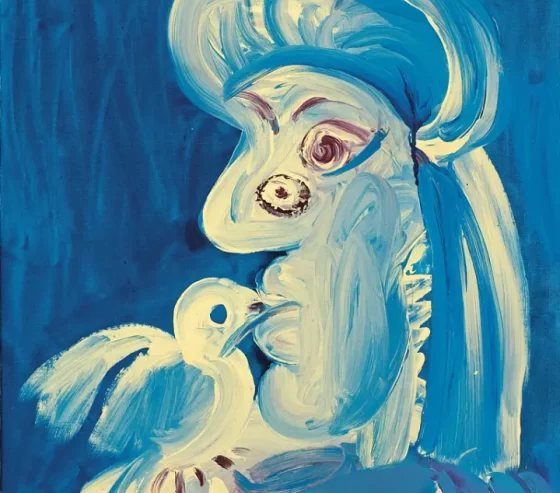 Pablo Picasso, Femme à l’oiseau (Mulher com pássaro), 1966, Fundación Almine y Bernard Ruiz-Picasso, Madrid, © Succession Picasso/Bildupphovsrätt 2024. Foto: Marc Domage © FABA